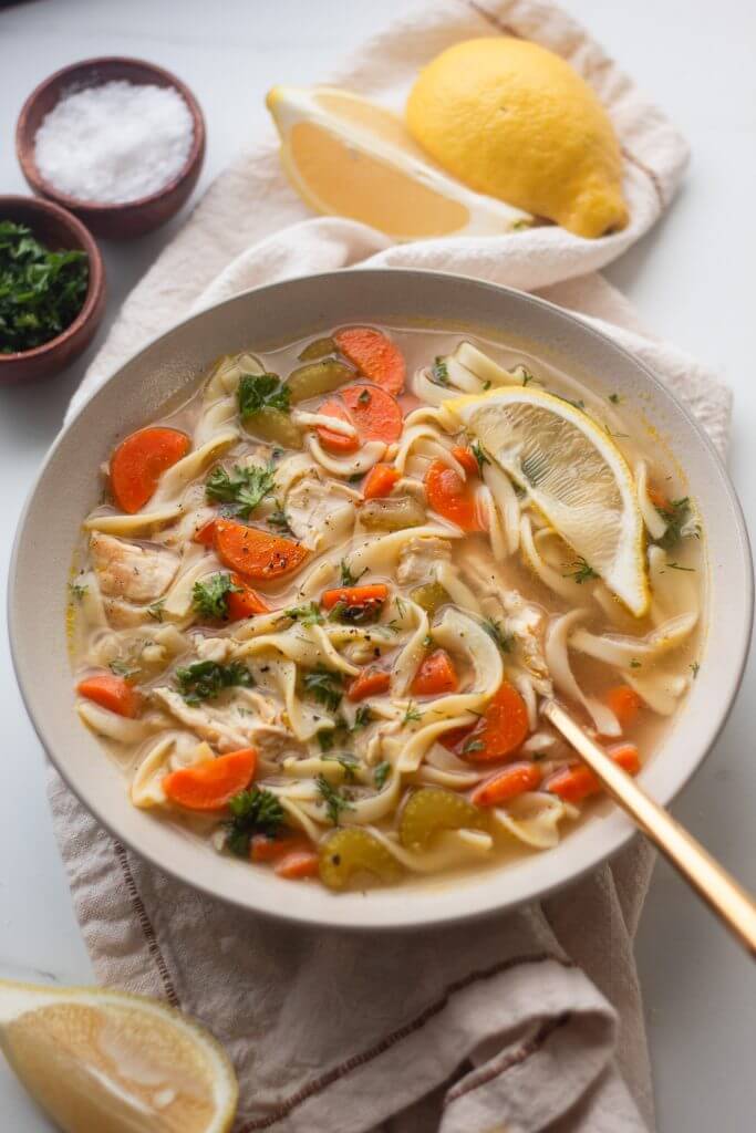 Lemon Ginger Chicken Noodle Soup