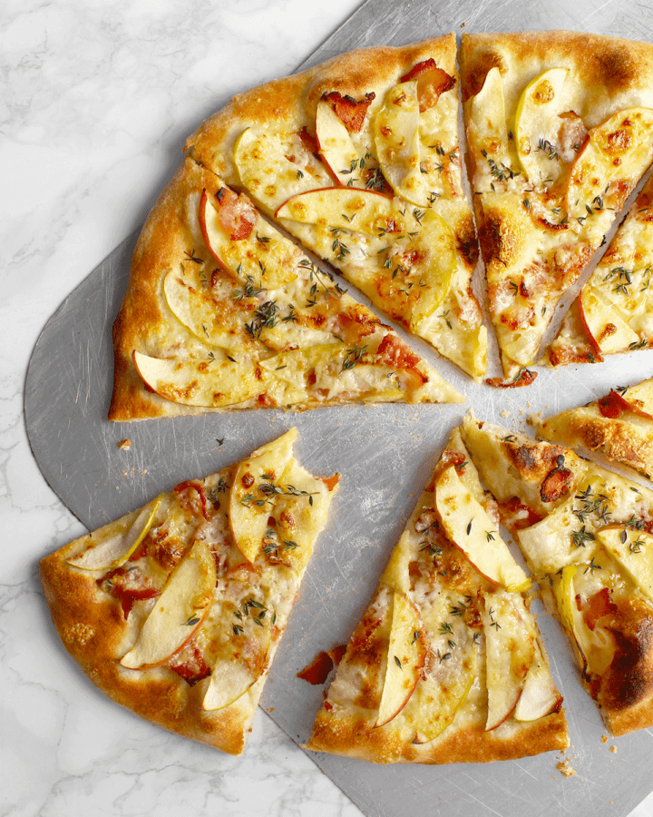 Maple-Bacon Pizza with Apples and Cheddar