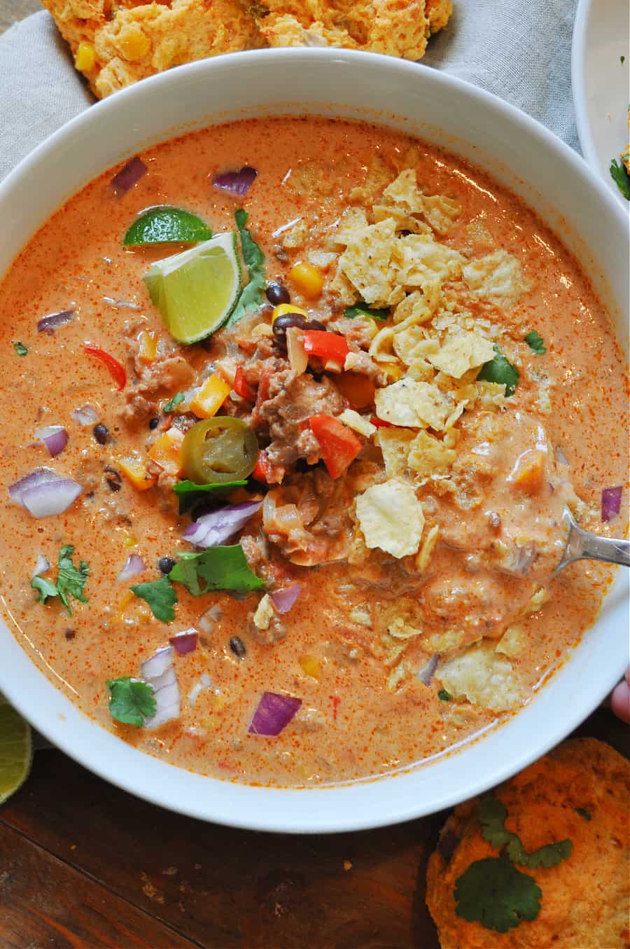 One Pot Vegan Creamy “Beef” Taco Soup