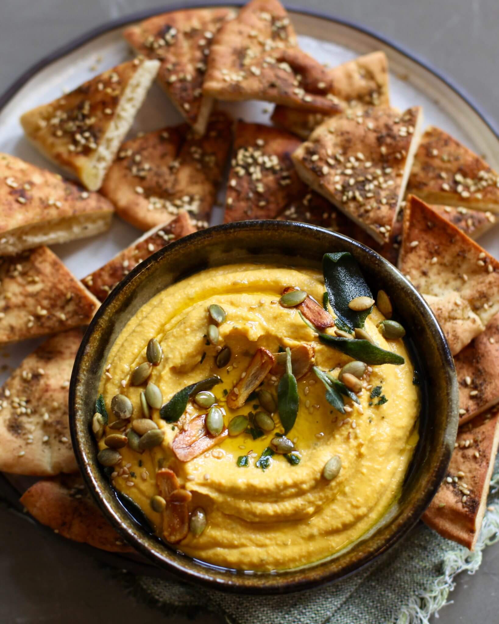 Savory Pumpkin Hummus With Sage and Garlic