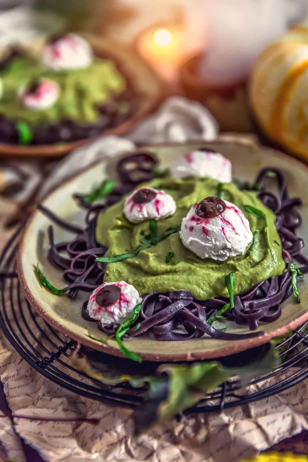 Spooky Spinach Halloween Pasta