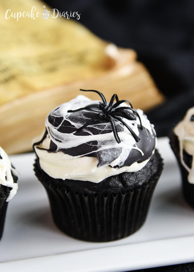 Black and White Spider Web Cupcakes