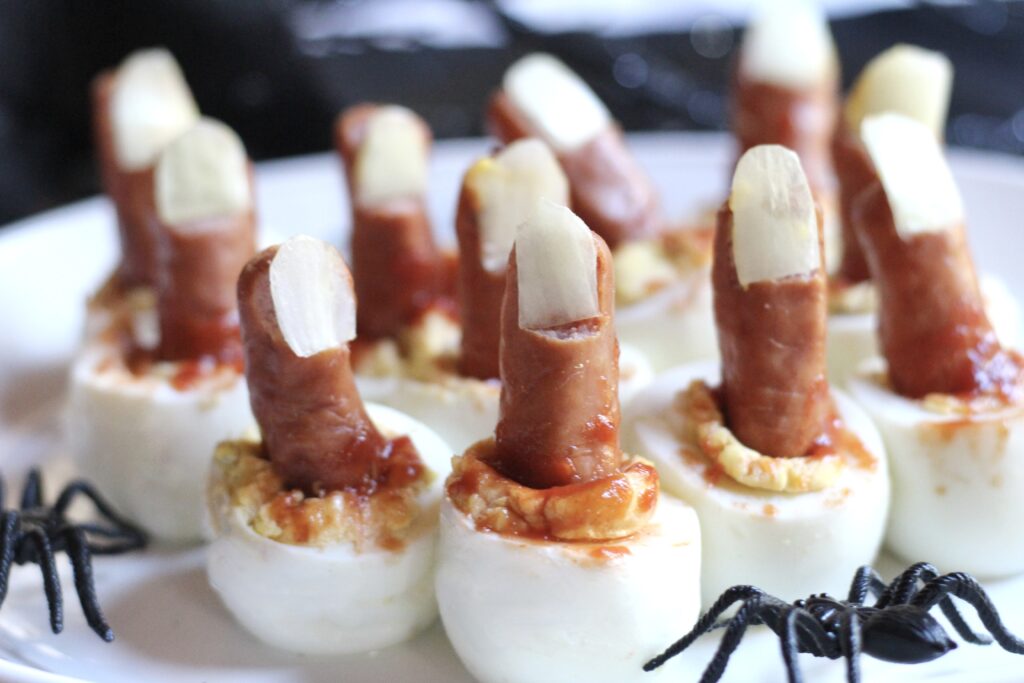 Bloody Finger Deviled Eggs