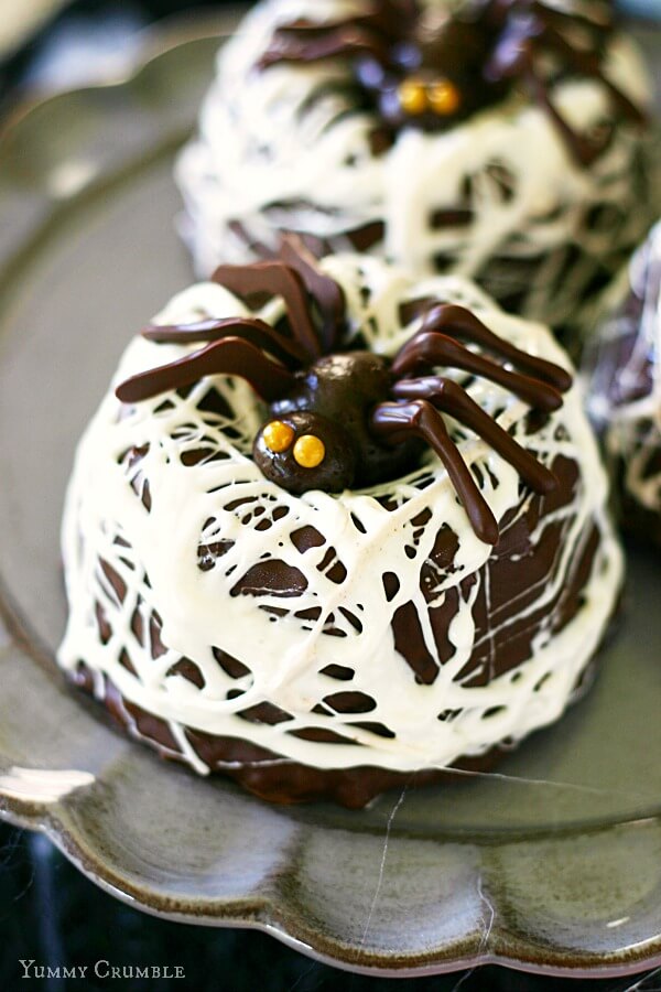 Chocolate Spider Nest Bundt Cakes