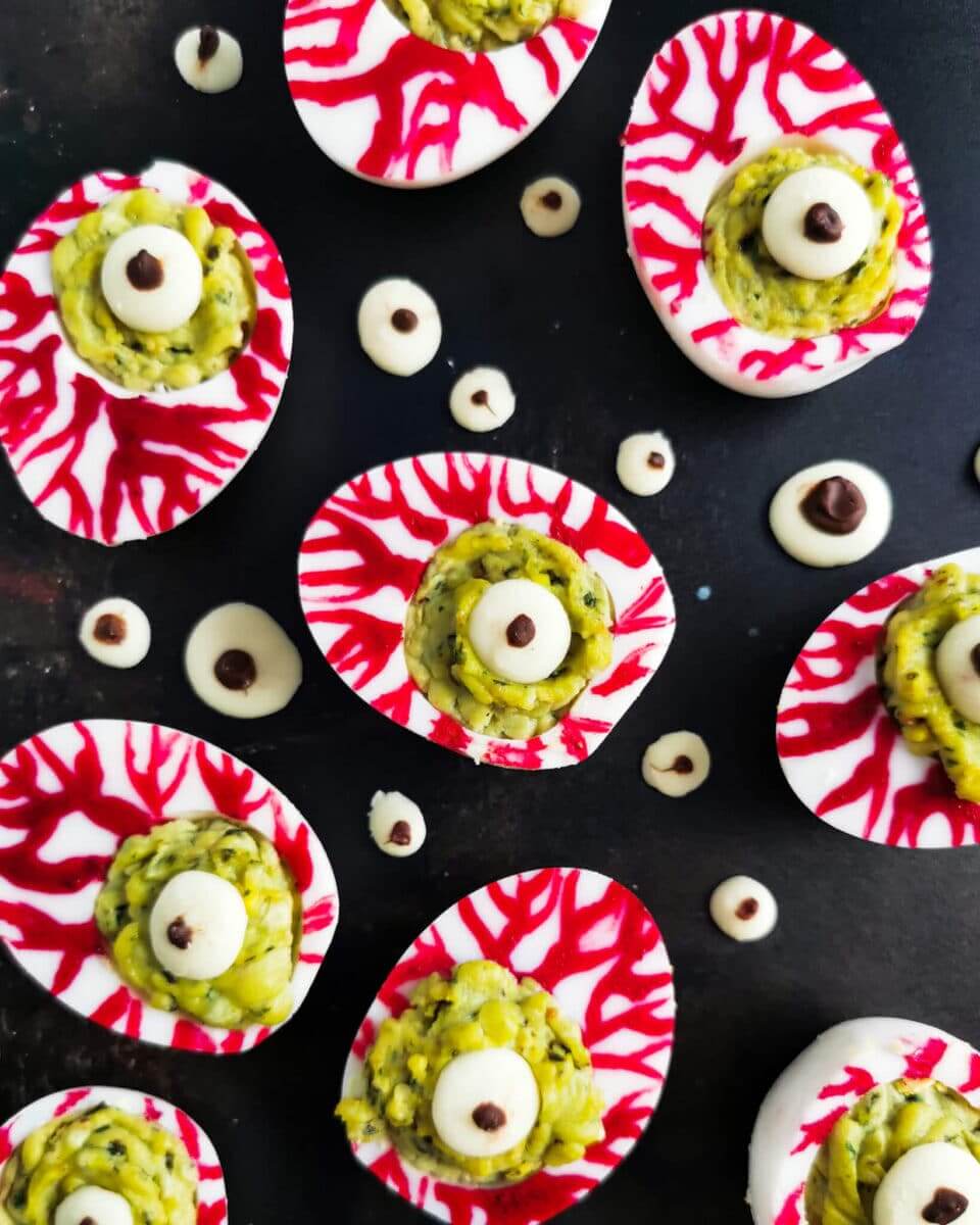 Halloween Bloody Eyes Deviled Eggs
