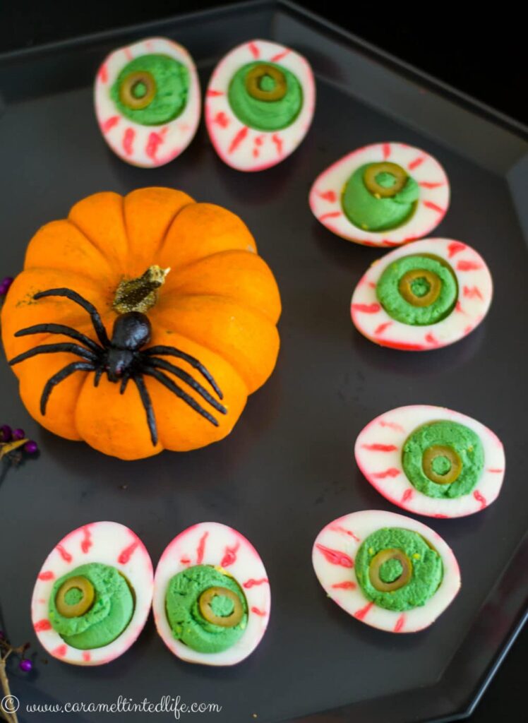 Halloween Deviled Eggs: Easy Goblin Eyes