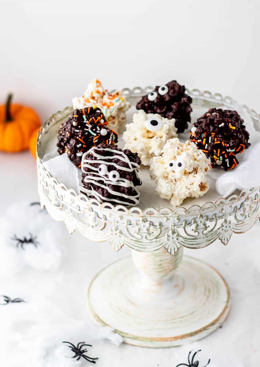 Halloween Popcorn Balls Recipe (Without Corn Syrup)