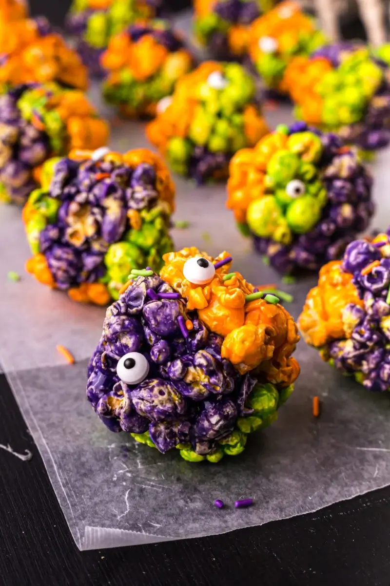 Monster Popcorn Balls For Halloween