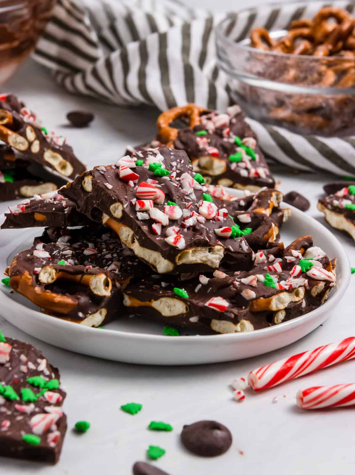 Peppermint Dark Chocolate Pretzel Bark