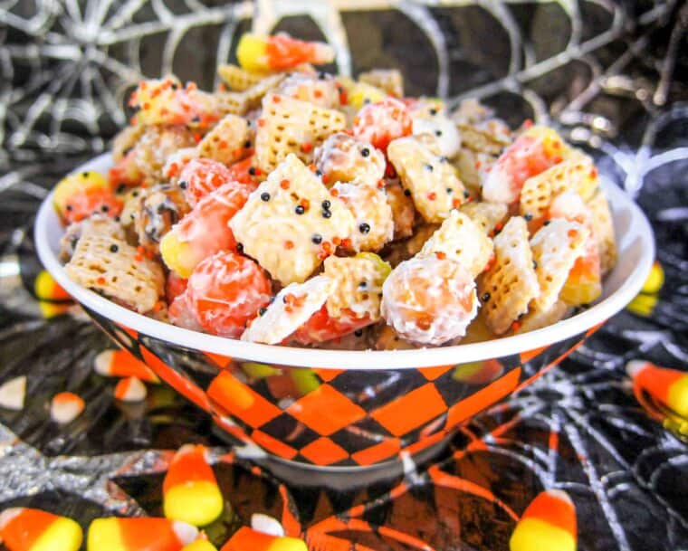 White Chocolate-coated Halloween Chex mix