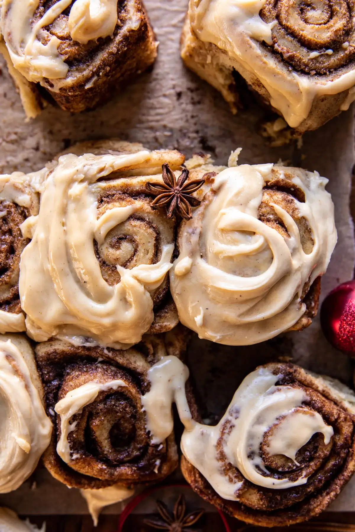 Christmas Cinnamon Rolls With Caramel Cream Cheese Icing