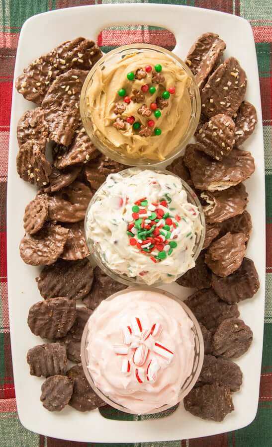 Christmas Dessert Dip Platter With Chocolate Potato Chips