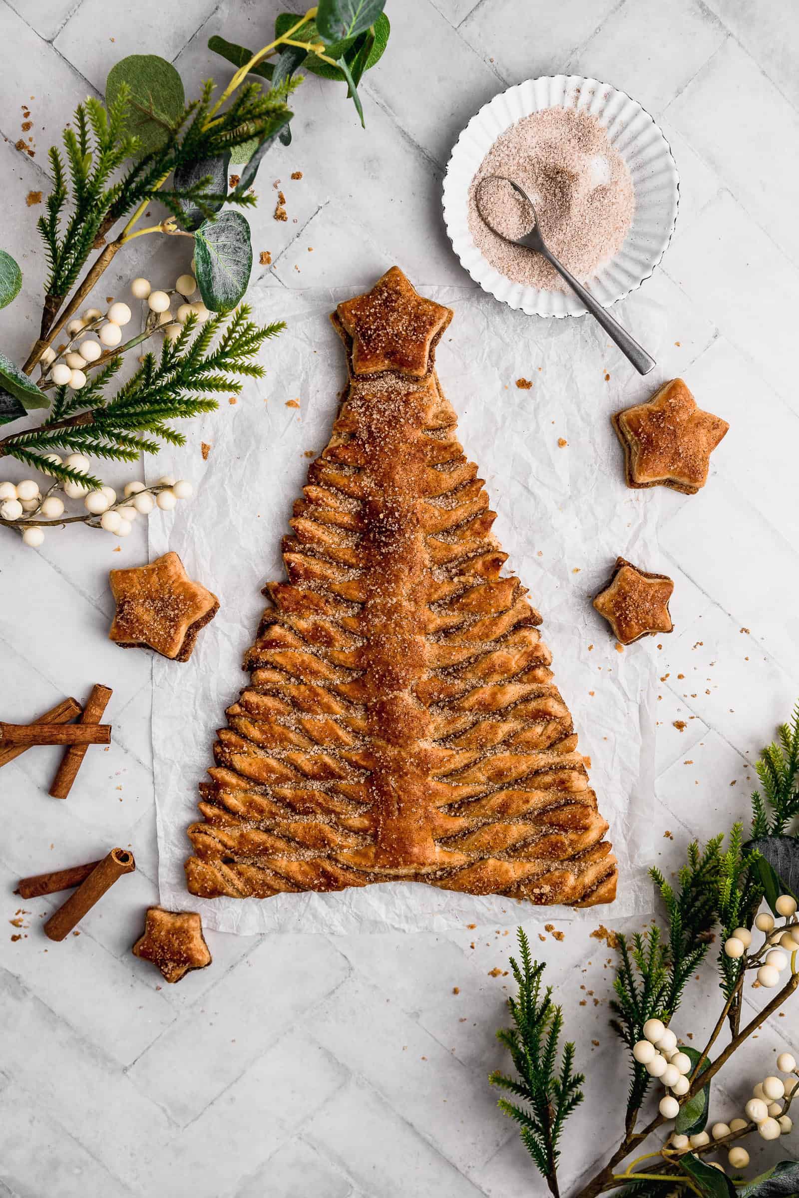 Cinnamon Sugar Puff Pastry Christmas Tree