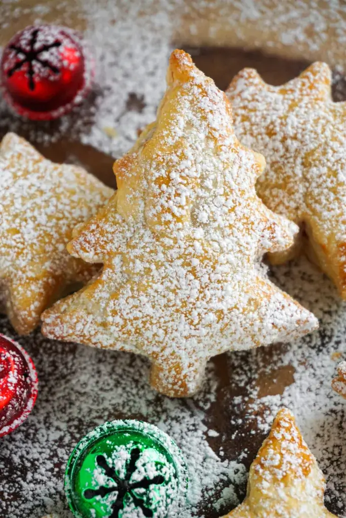 Cranberry Jam Filled Christmas Tree Puff Pastries