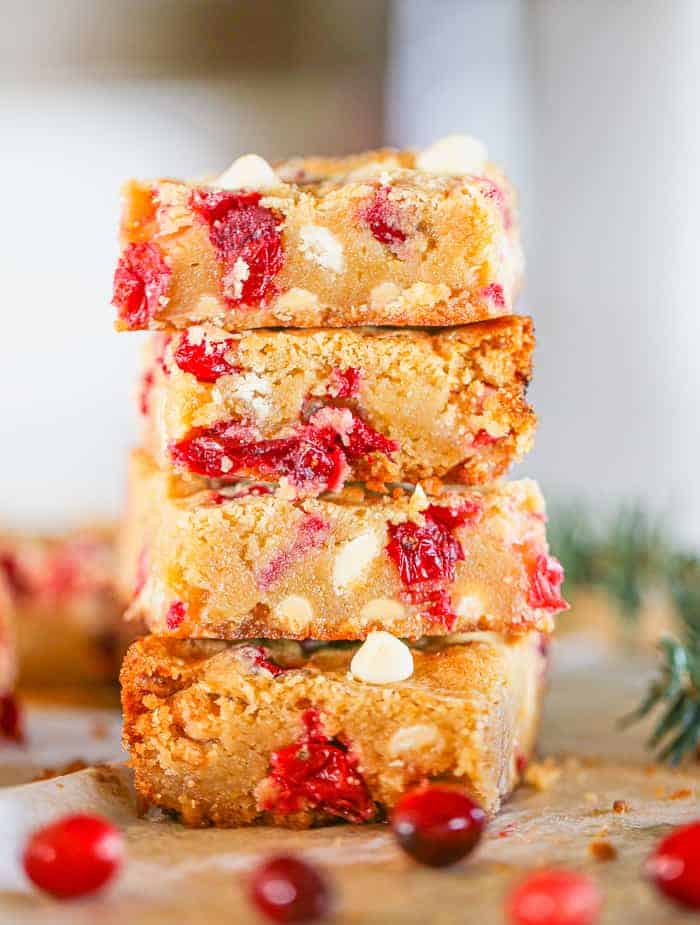 Holiday Cranberry White Chocolate Blondies