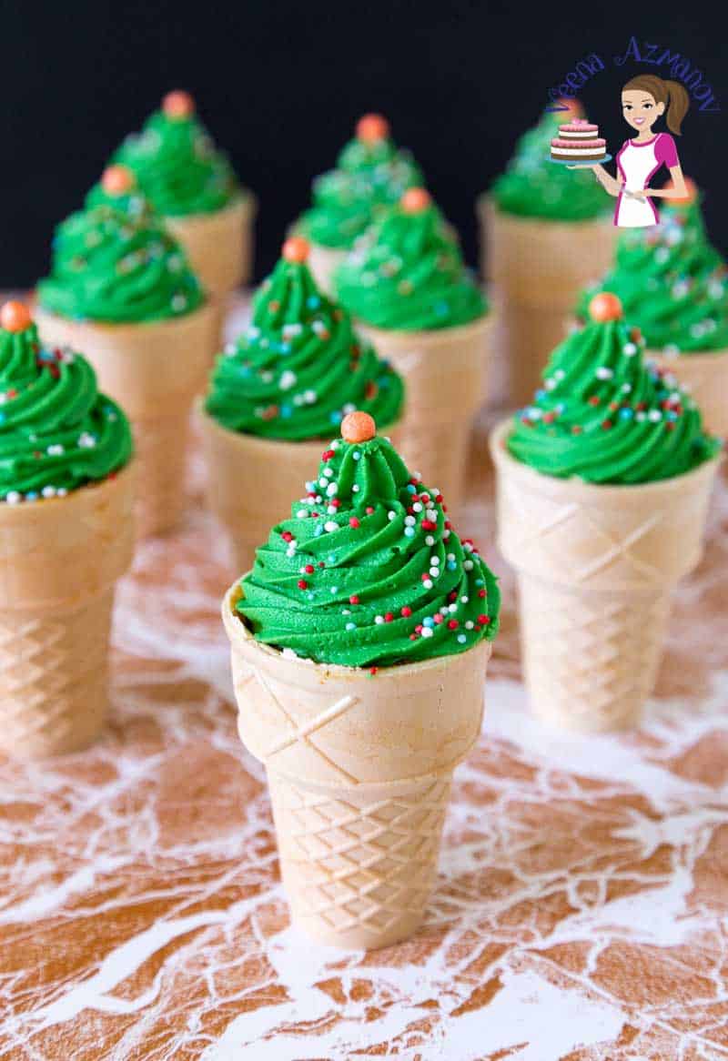 Ice Cream Cone Christmas Tree Cupcakes