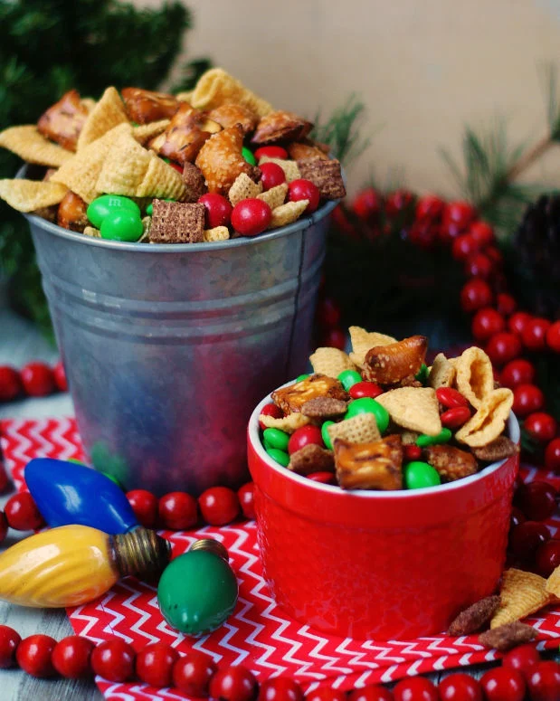 Peanut Butter & Chocolate Christmas Snack Mix