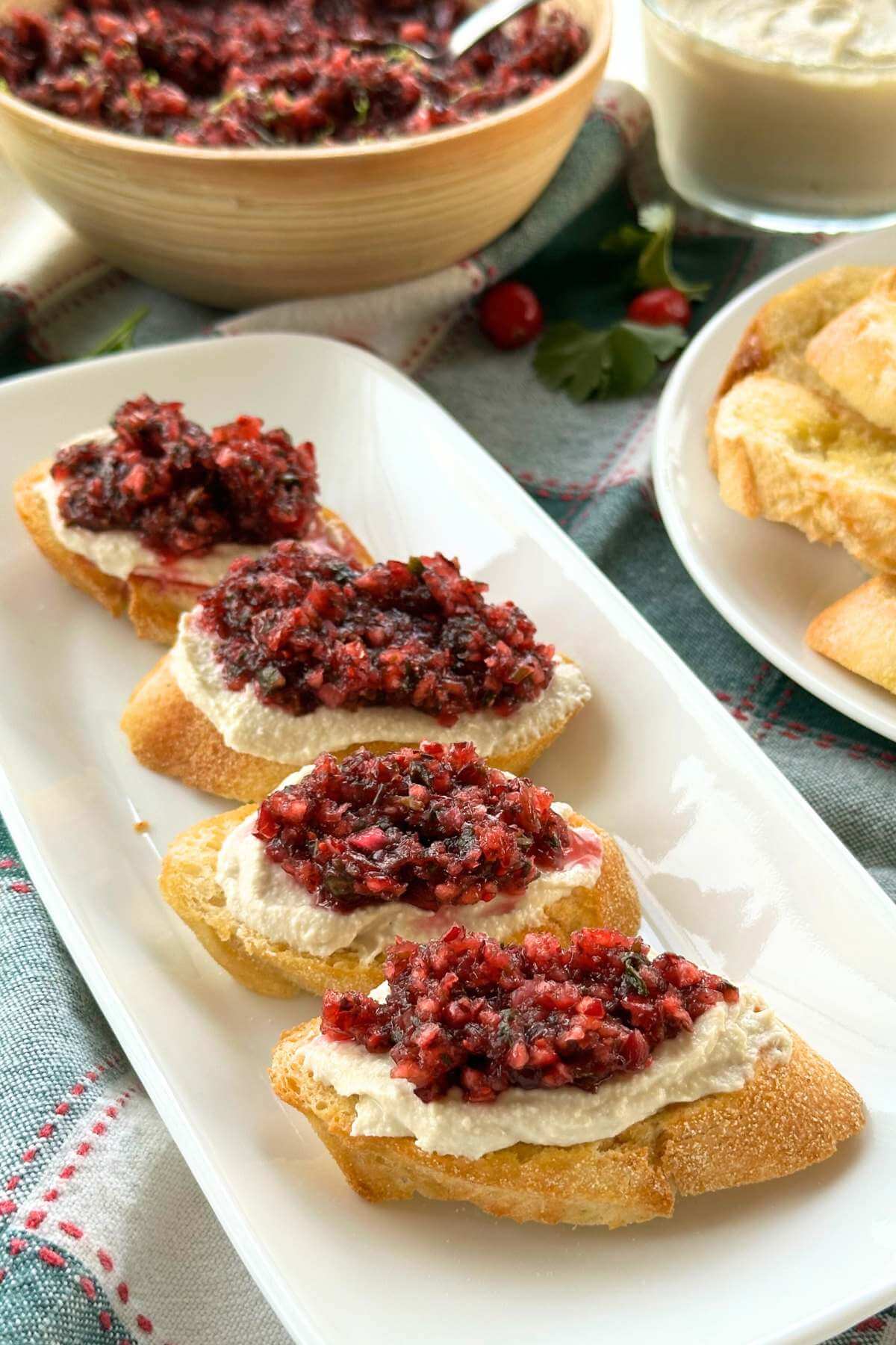 Vegan Cranberry Crostini With Whipped Cream Cheese