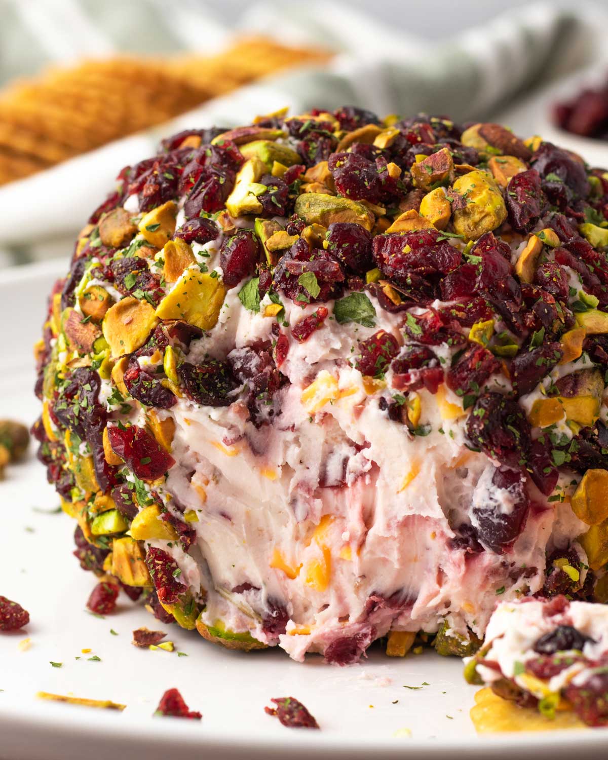 Vegan Cranberry Pistachio Cheese Ball