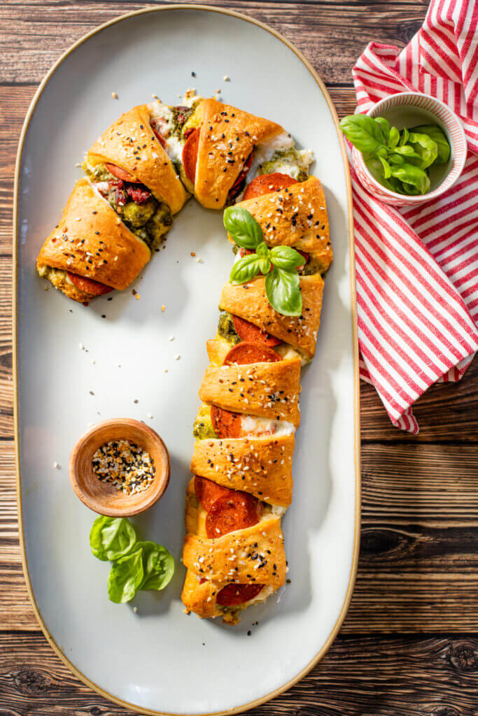 Candy Cane Pizza Crescent