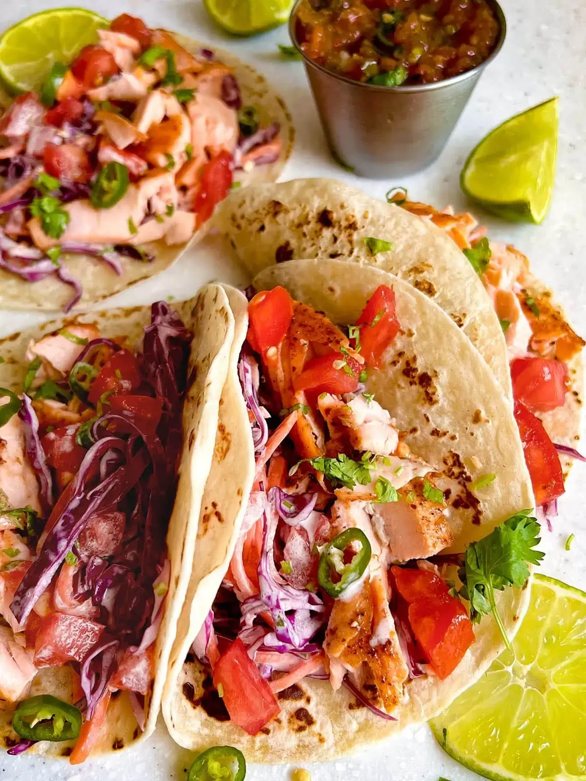 20-Minute Easy Salmon Tacos With Slaw