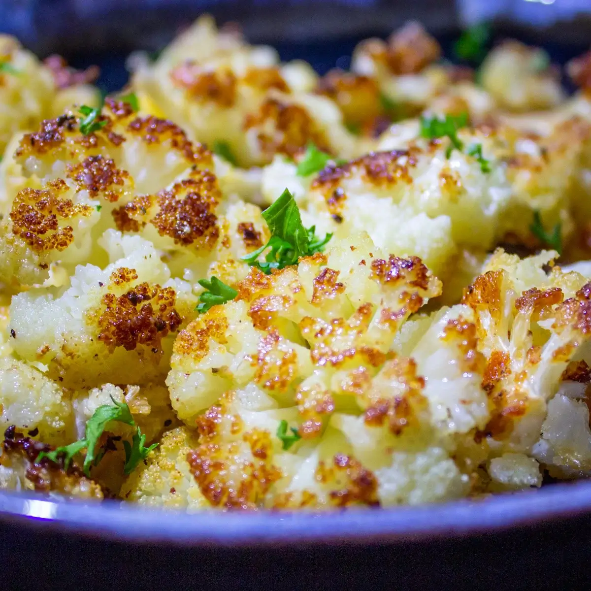 Baked Cauliflower With Cheese And Brown Crispy Edges