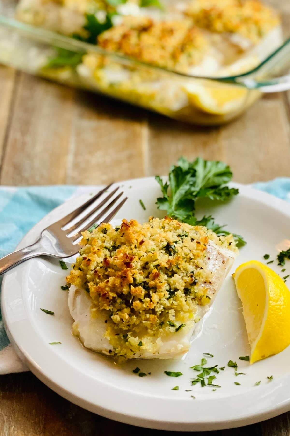 Baked Cod With Crispy Garlic Herb Panko