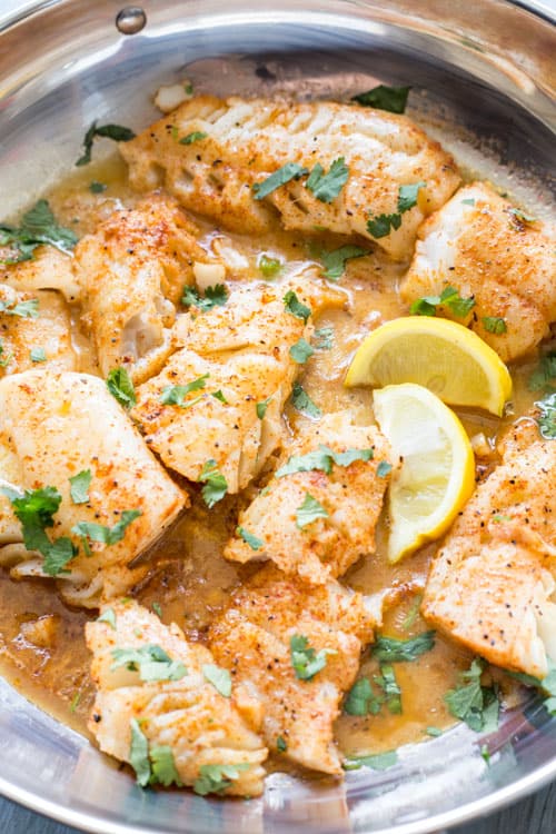 Buttered Cod Fish In Skillet