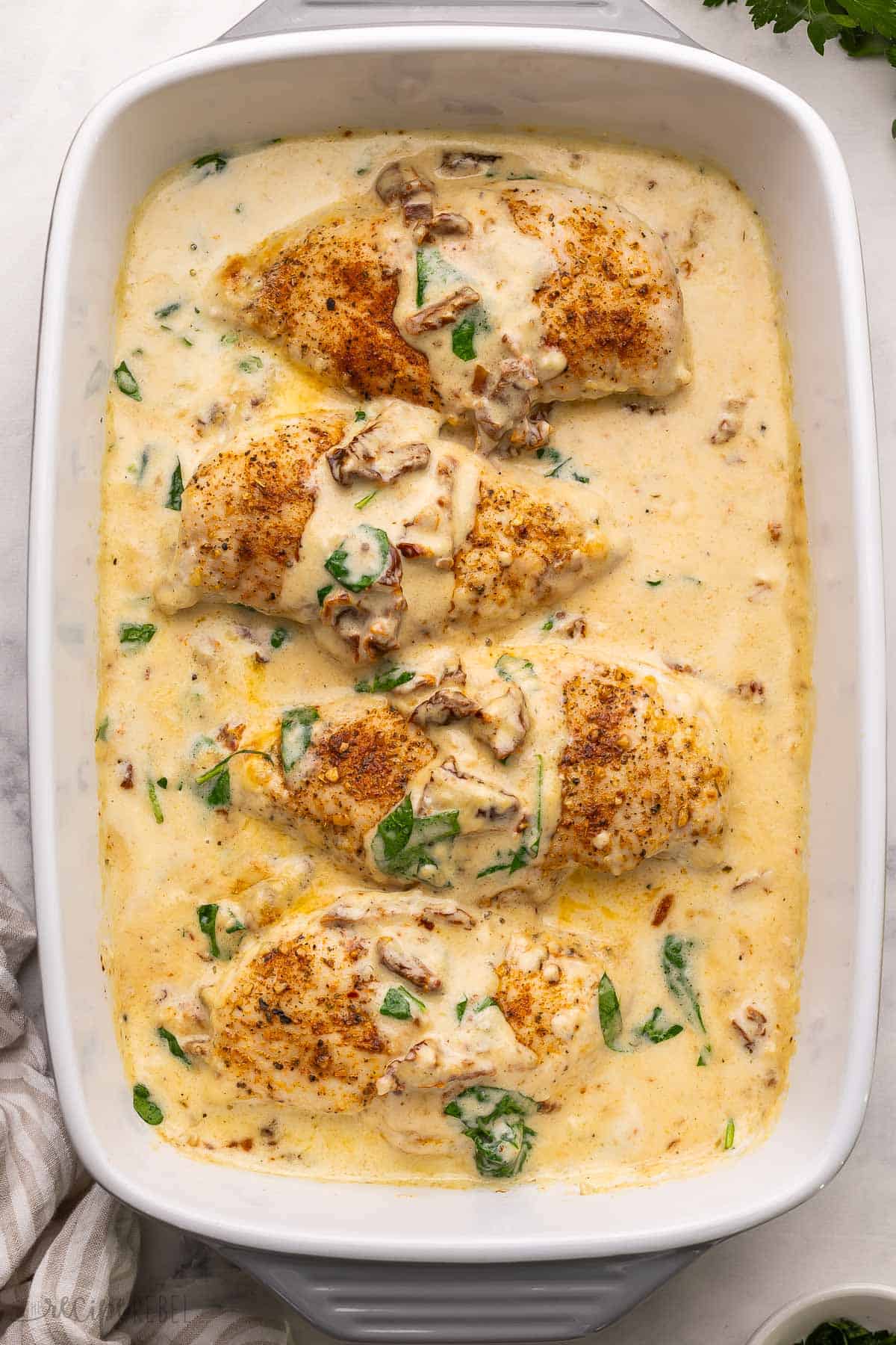 Creamy Baked Tuscan Chicken Breasts