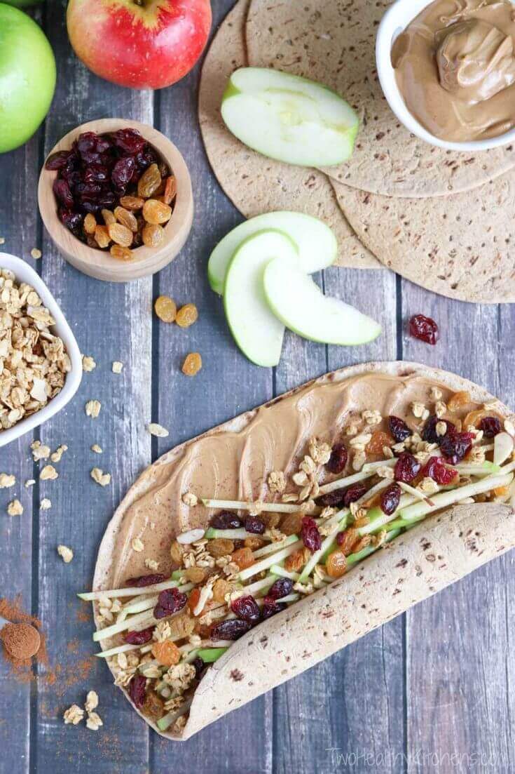 Granola Crunch Apple-Peanut Butter Sandwich Wraps