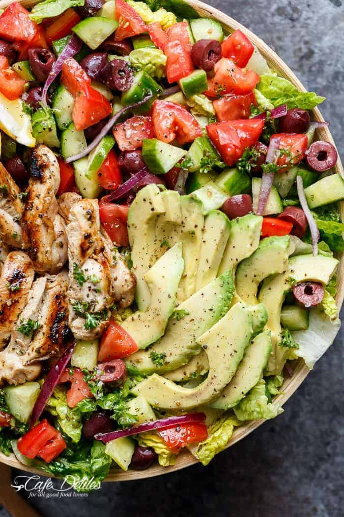 Grilled Lemon Herb Mediterranean Chicken Salad