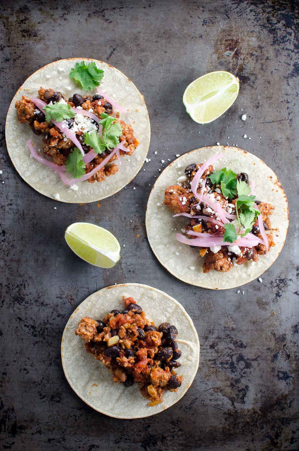 Ground Pork Tacos With Black Beans