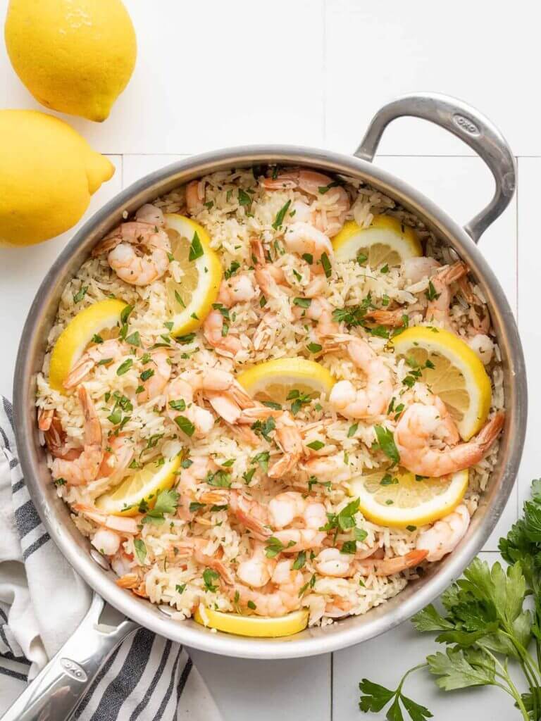Lemon Garlic Shrimp And Rice