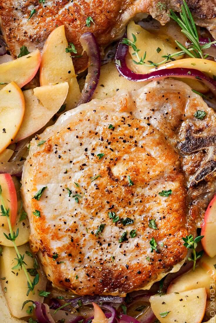 One Pan Pork Chops With Apples And Onions