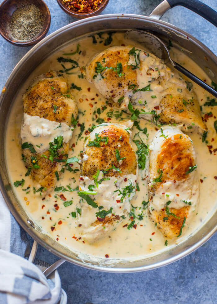 One Skillet Creamy Cilantro Lime Chicken