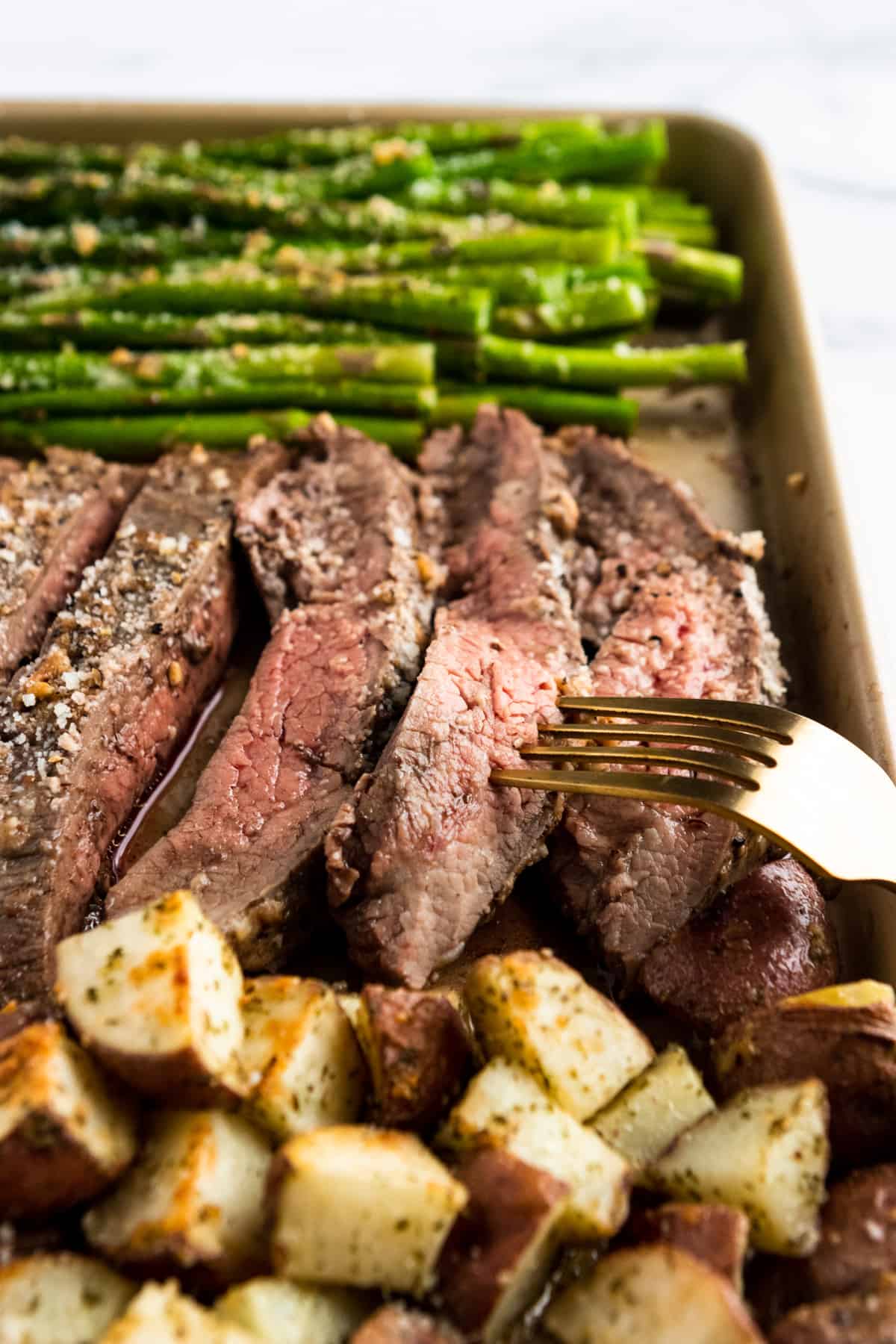 Parmesan Crusted Steak And Potato Sheet Pan Dinner
