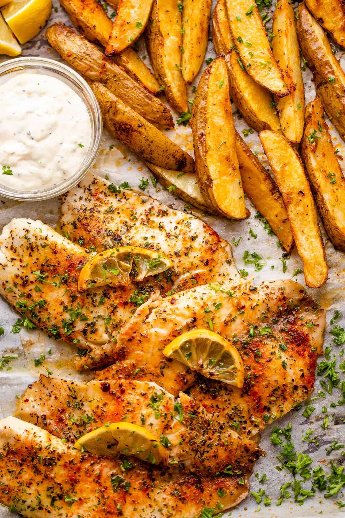 Sheet Pan Fish And Chips