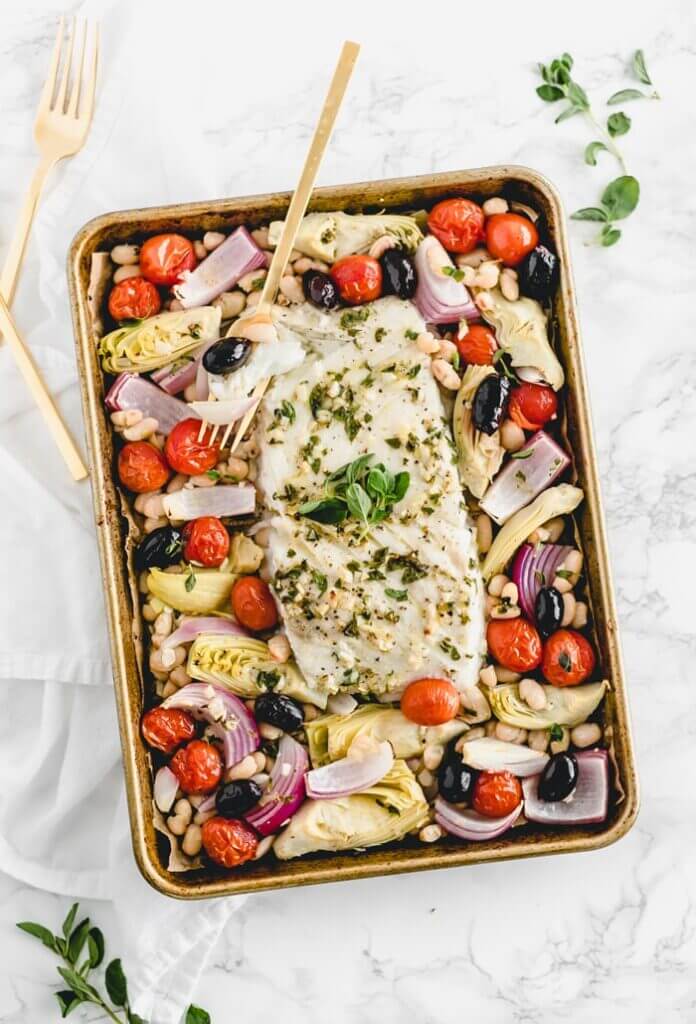 Sheet Pan Mediterranean Baked Alaska Whitefish