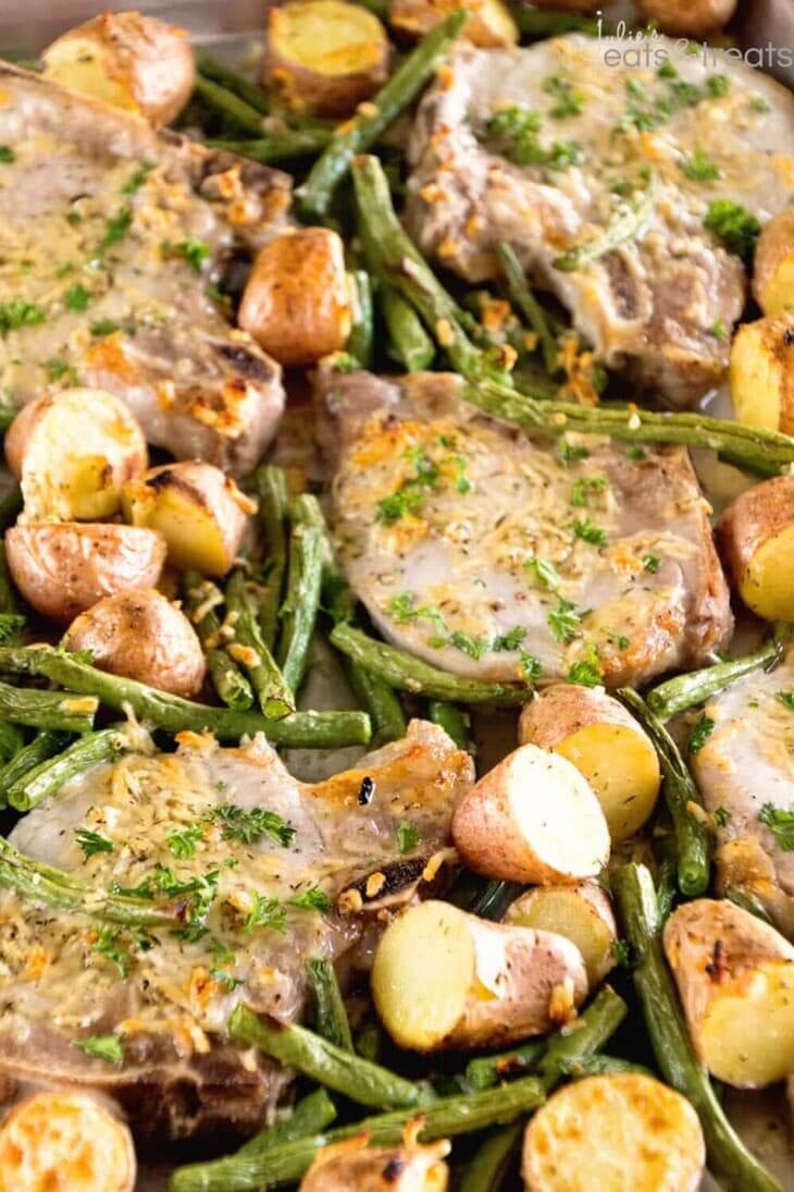 Sheet Pan Parmesan Pork Chops And Vegetables