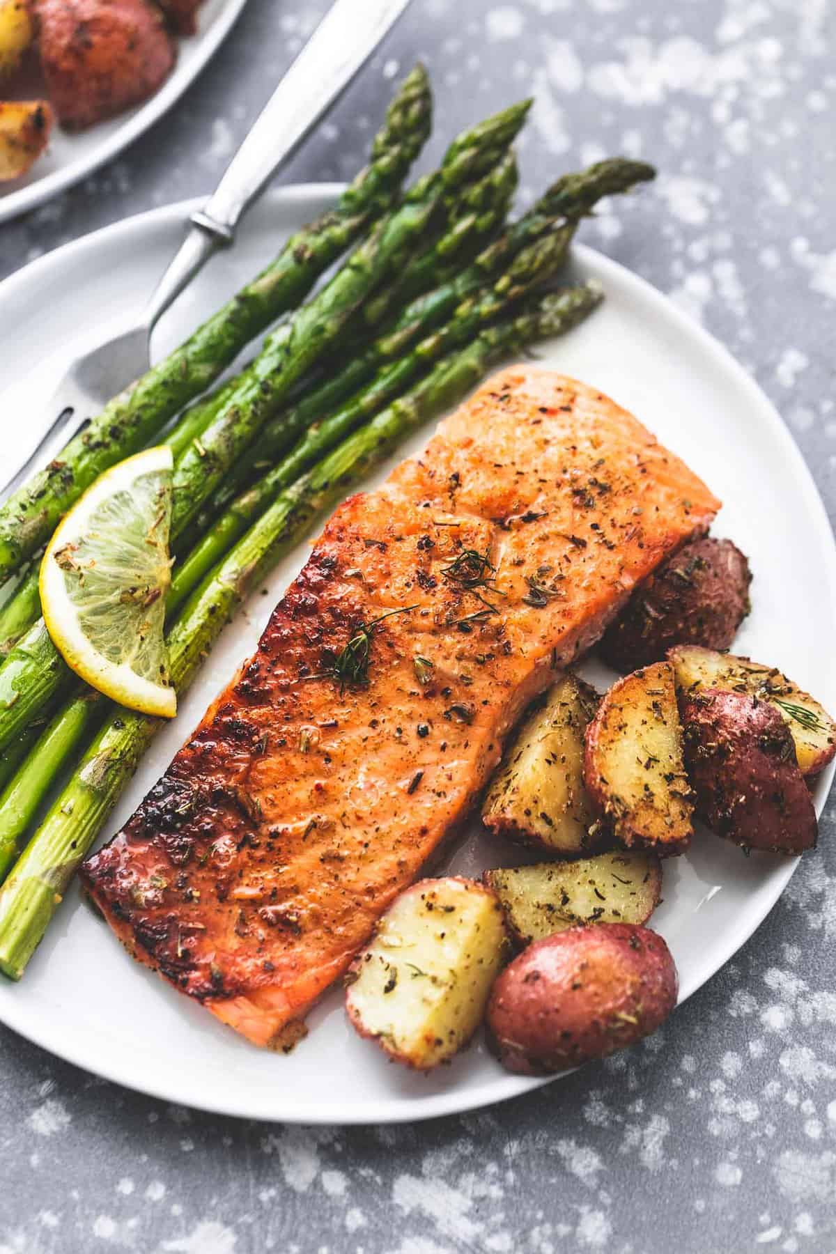 Sheet Pan Salmon And Asparagus With Potatoes