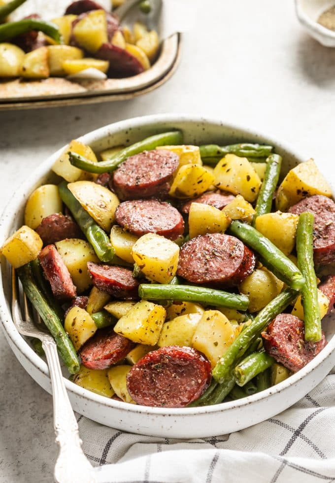Sheet Pan Sausage With Potatoes & Green Beans