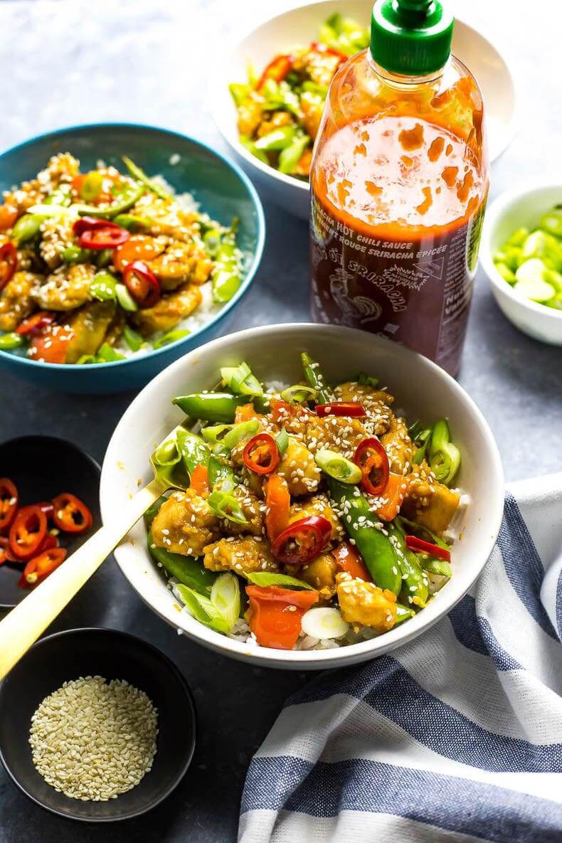 30-Minute Sesame Chicken Rice Bowls