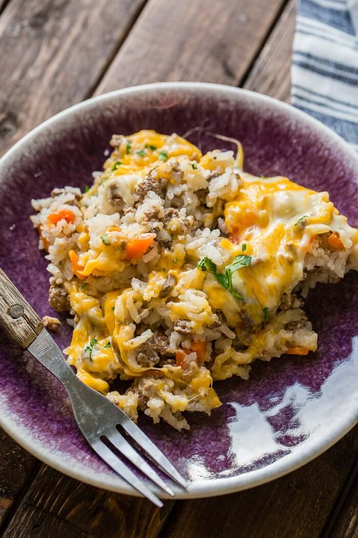 Cheesy Ground Beef And Rice Casserole