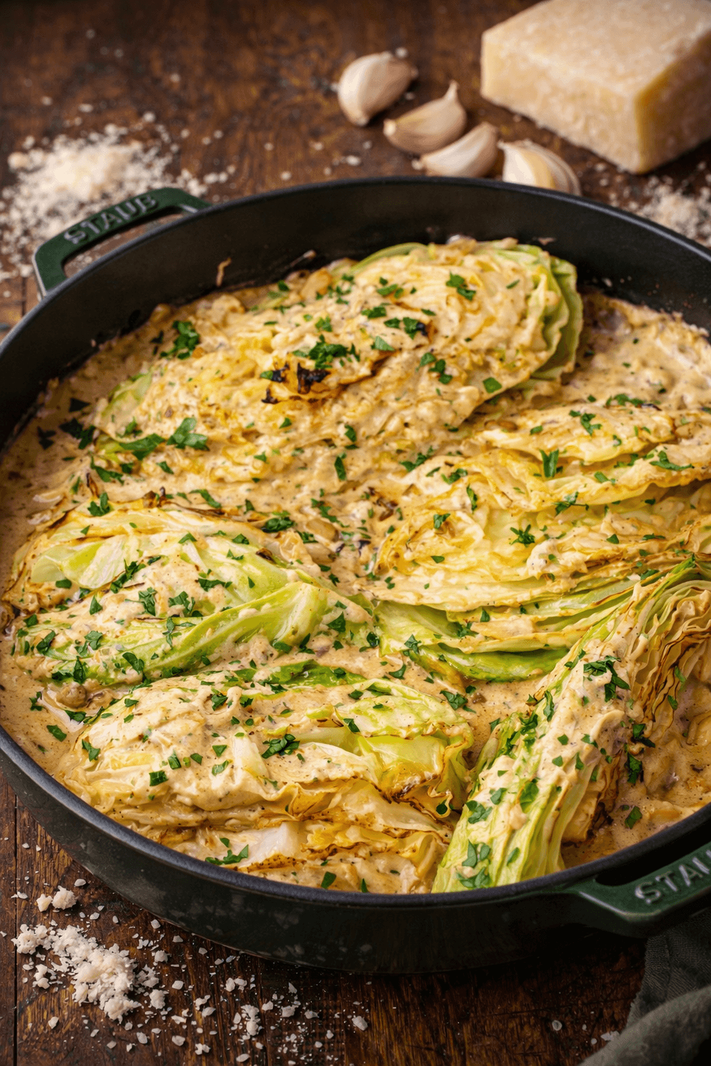 Creamy Garlic Parmesan Cabbage (Low Carb Skillet Recipe)