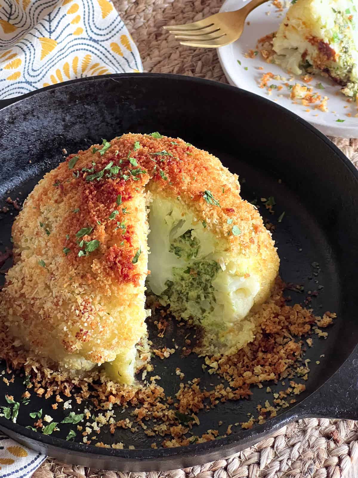 Crispy Baked Spinach and Artichoke Stuffed Cauliflower