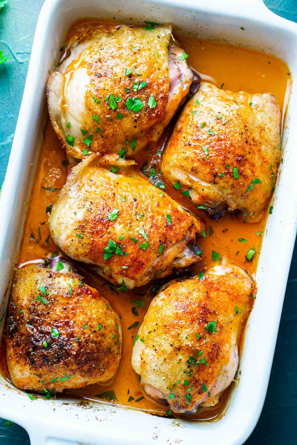 Crispy Oven Baked Chicken Thighs