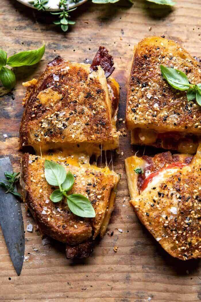 Everything Cheddar Tomato Bacon Grilled Cheese