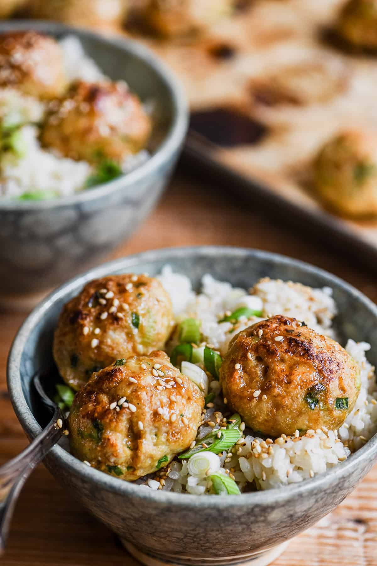 Ginger Scallion Chicken Meatball Bowls