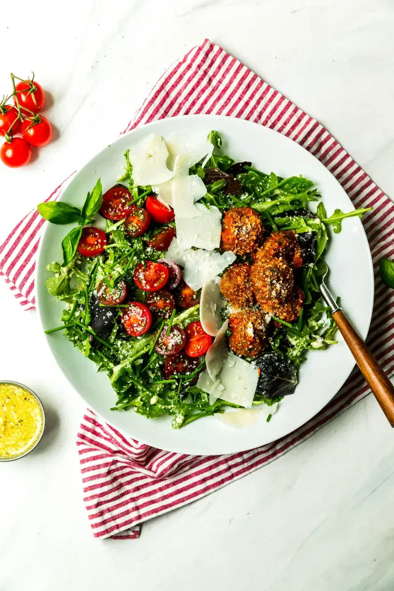 Meatball Salad With Creamy Basil-Parmesan Dressing