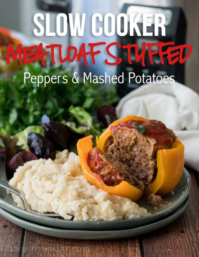 Slow Cooker Meatloaf Stuffed Peppers